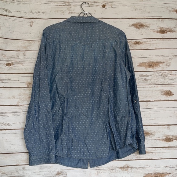 Lane Bryant • chambray denim detail print button down shirt top - Picture 4 of 4